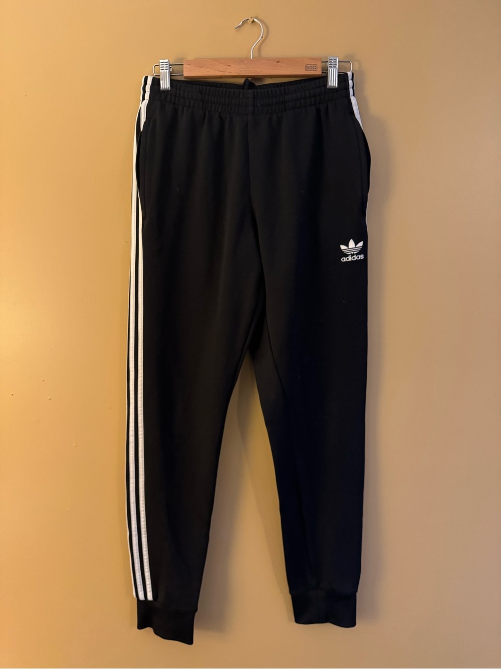adidas Black Joggers with White Three-Stripes